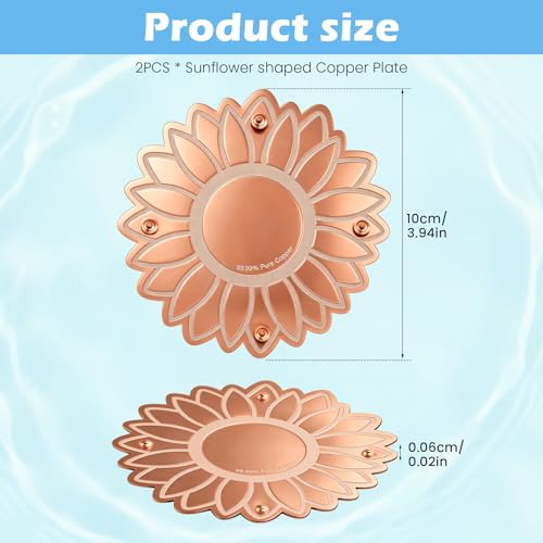 ‌Sunflower-Shaped Copper Bird Bath Purification Disk & Solar Heater Deicer Combo, Hanging Warmer for Physical Safe Water Purify Outdoor Bird Bowls All-Season