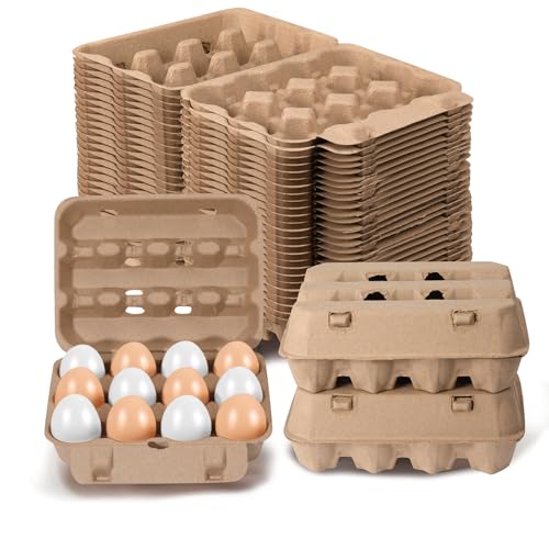 25 Pack Egg Cartons, 3x4 Style Reusable Egg Cartons Cheap Bulk | Natural Paper Pulp Egg Cartons Bulk, Sturdy Egg Holder for Fridge, Egg Carton for Fresh Chicken Eggs