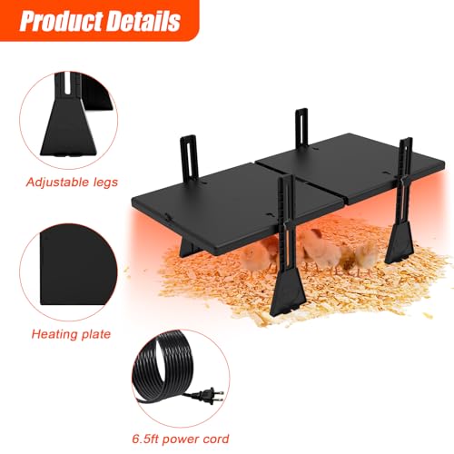 Chicks Brooder Heater, 22.5" x 11.2" Chicks Brooder Heating Plate Up to 30 Chicks, Adjustable Height and Angle Brooder Heater for Chicks Kitten Puppy Pets Animals