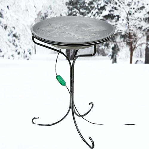 Prime Retreat Heated Bird Bath with Metal Stand & Watertight Cord Connector – 20" Heated Basin, 150W Enclosed Element, Slate Bowl, Outdoor Winter Bird Bath with Stand, All-Season Water Source