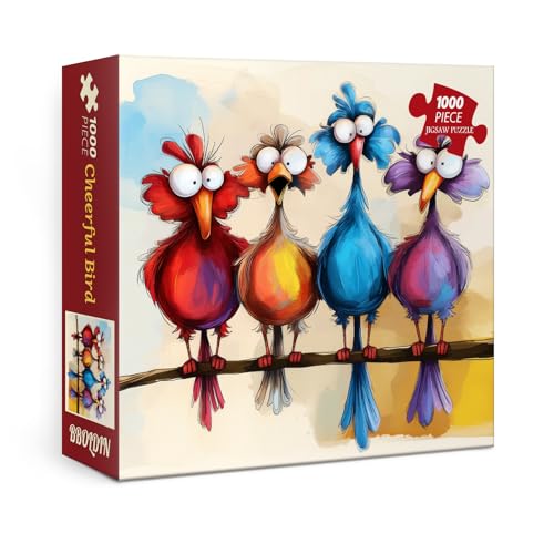 Fantasy Bird Puzzles for Adults 1000 Pieces, Funny Animal Art Jigsaw Puzzles, Colorful Chicken Impossible Puzzles - color: Pt-1040