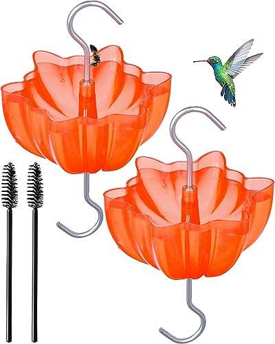 Ant Moat for Hummingbird and Oriole Feeders to Guard Against Ants Protecting the Sugar Nectar Water, Cleaning Brushes Included (Red 2 Pack)