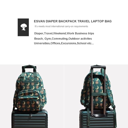 Diaper Bag Backpack Corduroy Multifunction Baby Fashion Travel Pack office Laptop Bag - color: Dark Green Moon