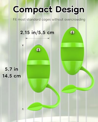 Pawfly 2 Pcs Bird Cuttlebone Holder, Cuttlefish Bone Parrot Feeding Rack, Hanging Bird Feeder with Perch, Plastic Holder for Fruits Vegetables Treats, Feeding Rack for Cockatiels