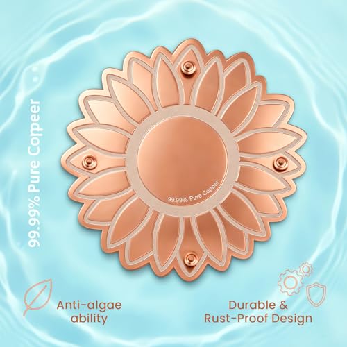 ‌Sunflower-Shaped Copper Bird Bath Purification Disk & Solar Heater Deicer Combo, Hanging Warmer for Physical Safe Water Purify Outdoor Bird Bowls All-Season