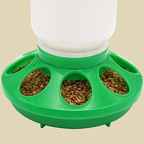 2 in 1 Chick Starter Set, 0.3Gal Feeder & 0.3Gal Waterer Set Green | Chick Feeder and Waterer, Quail Feeder, Duck Feeder, Poultry Waterer, Chicken Feeder and Waterer Set, Baby Chicken Supplies - color: Green