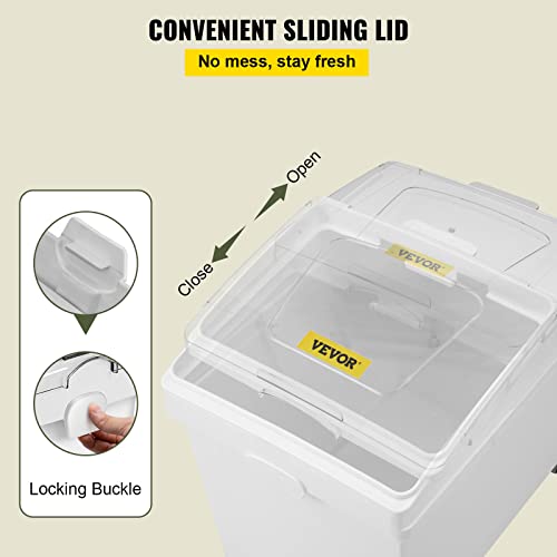 VEVOR Ingredient Bin, 10.5 Gallons Capacity Ingredient Storage Bin, PP Material Flour Bins On Wheels, White Shelf Ingredient Bin with Scoop and Sliding Lid, Commercial Storage Bins 3 Pcs/Set - size: 10.5 Gallon (3 Set)