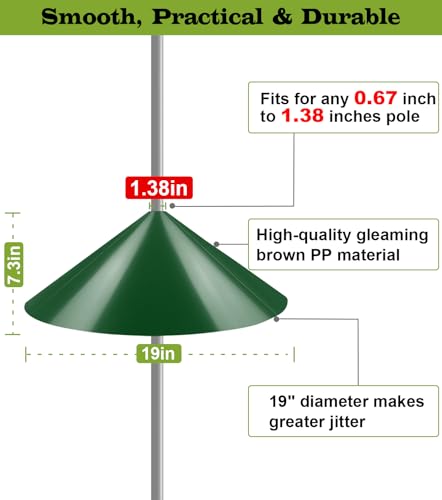 19 Inch Wide Squirrel Baffle for Bird Feeder Pole, Outside Pole Mount Stopper & Bird House Guard for Outdoor Shepherd’s Hook, Green, 1 Pack - color: Green