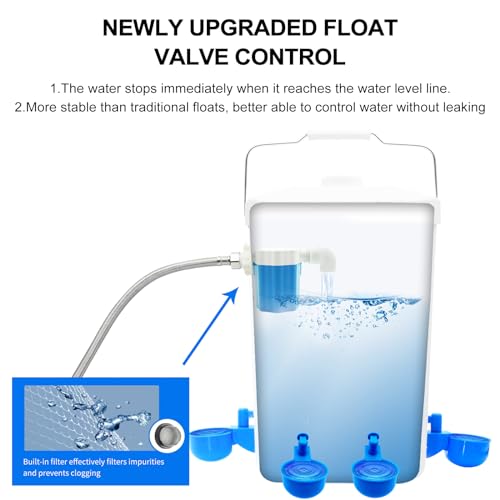 Automatic Chicken Waterer Float Controlled, 3 Gallons Poultry Waterer Dispenser with Hose Attachment, Poultry Automatic Drinking Accessories for Chicks, Duck, Goose, Turkey - size: 3 Gallon with water cup