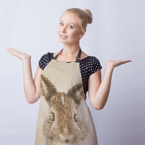 Chef Works Apron Women Rabbit Kitchen Aprons for Men for Kitchen Cooking Restaurant BBQ Painting Crafting Gardening 27” (W) x 31” (H), Waterproof Aprons - color: Rabbit