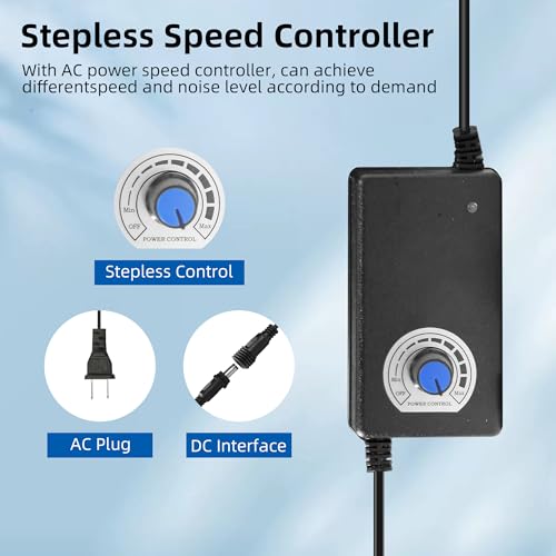 80mm Dual Ball IP68 Cooling Fan - 5000RPM with Stepless Speed Controller | Upgraded Rust-Proof Grill & Waterproof Connector 3.15" Sealed Ventilation Fan for Industrial Equipments Greenhouses Servers - size: 80x38mm