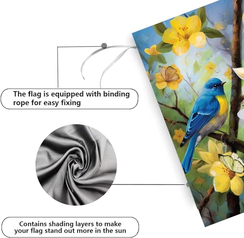 Large Spring Summer House Flags 28x40 Double Sided Bluebird Garden Flag Floral Birds Flag for Outside Porch Yard Outdoor Flower Garden Decor - color: bird
