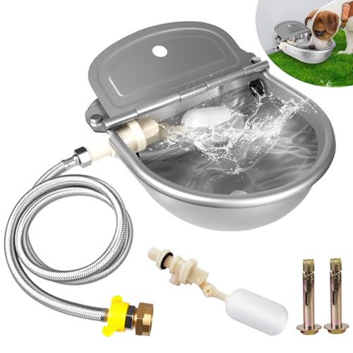 Automatic Water Dispenser for Dogs, 304 Steel Float Valve Pet Water Bowl