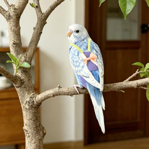 SUPERFINDINGS 2Pcs Bird Diaper with Bowknot Bird Harness Flight Suit Harness Flight Suit Clothes Reusable Parrot Nappy Clothes Costume for Parakeet Cockatiel Mini Macaw Budgie Canary