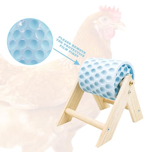 Chicken Coop Accessories, Beak Grinding Calcium Stone with Wooden Stand, Enrichment Toys for Hens, Ducks, Geese, Turkeys, Poultry, Blue - color: Blue