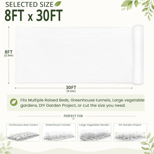 8Ft x 30Ft Garden Netting, Fine Mesh Insect Netting for Plant Protection, Mosquito Bug Bird Barrier Mesh Cover for Vegetables Fruits Flowers Raised Beds - size: 8Ft x 30Ft
