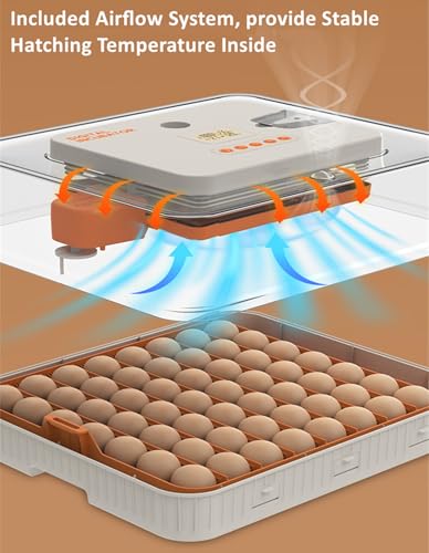 Egg Incubator for Hatching Eggs, Intelligent 56 Eggs Incubator with Temperature & Humidity Control, Automatic Egg Turning, Hatch Days & Egg Candler, Adjustable
