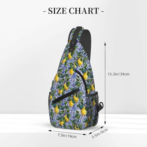 Lemon Tile Sling Bag for Women, Crossbody Bag Watercolor Sling Backpack for Men, Casual Shoulder Bags Lightweight Gym Outdoor Sports Travel Hiking Fishing Daypack - color: Lemon Tile