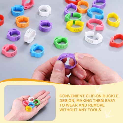 M METERXITY 50-Pack Adjustable Chickens Leg Bands, 17-22 mm Plastic Poultry Identification Chicken Leg Rings for Turkey/Duck/Goose/Chicks, Colorful Numbered Foot Clip on Tags [Orange] - color: Orange