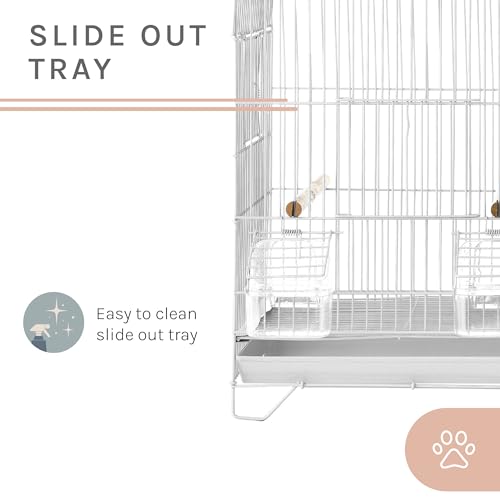 Sam's Pets Willow 24" Bird Cage, White | Premium Iron, Spacious, Easy-to-Clean, 4-6 Birds, Ideal for Cockatiels, Parrots, Budgies - color: White