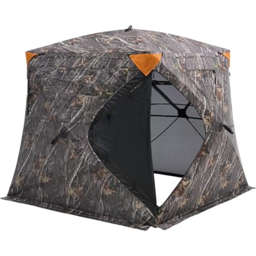 Pop-Up Ground Hunting Shelter Tent, 270° One-Way See Through Spacious Shelter with Silent Zipper Door and Carrying Bag, Waterproof Fabric, Suitable for Deer, Turkey Woodland Hunting