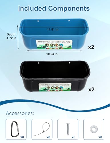 Duck Water Feeder,4 Pack Hanging Ducks Feeder and Ducks Waterer Set,Drake Fence Feed Trough with Clips, Poultry Livestock Food Water Feeding Container or Hen Coop, Duck Cage and Mallard Houses