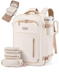 LOVEVOOK Travel Backpack for Women Men with Garment Bag, 50L Carry on Backpack as TSA Personal Item Flight Approved, Luggage Daypack Fits 17.3" Laptop, Overnight Business Weekender Travel Essential - color: White Apricot, size: 50L-18.3 Inch-4Pcs