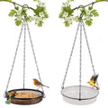 HRAYLTOP 2-in-1 Set Hanging Bird Feeder and Bath for Outdoor, Small Metal Tray Perfect for Attracting Bird - size: 15.75 Inch (2-in-1)