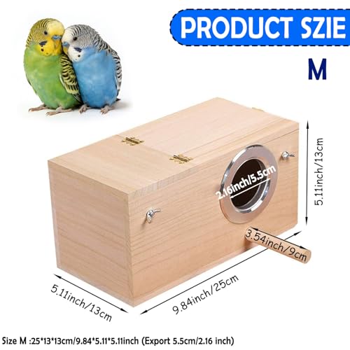 kathson Parakeet Nesting Box,Wood Bird Nest House for Cage,Parrots Breeding Mating Boxes,Budgie Nesting Box for Conure,Lovebirds,Finch,Canary,Small and Medium-Sized Birds（M） - size: M-9.84 x 5.11 x 5.11in