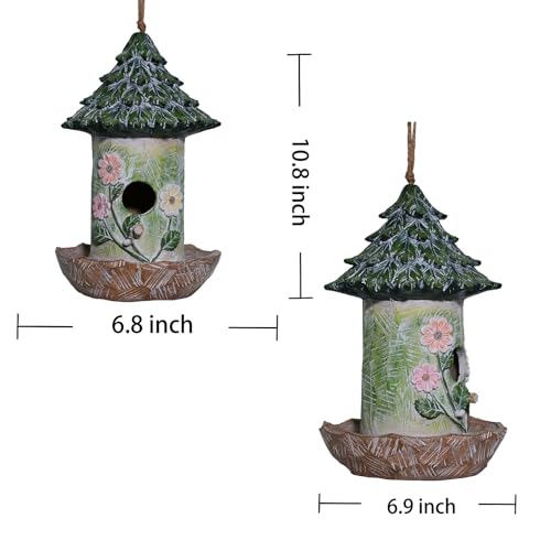 Bird Houses for Outside Resin Bird Room Garden Courtyard Backyard Decor | Garden PatioYard Dcoration Durable Waterproof Outdoor Housewarming Gift Easy Cleaning Lift Rope