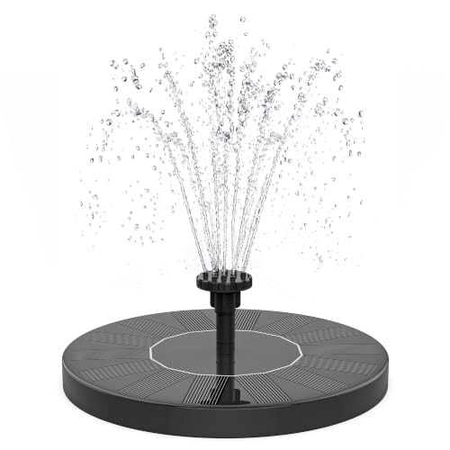 Solar Fountain, 1.5W Solar Bird Bath Fountains Pump Floating Solar Powered Water Fountain with 6 Nozzles and Fixer, Solar Fountain for Bird Bath, Outdoors, Garden, Pond, Pool - color: Black-1.5w