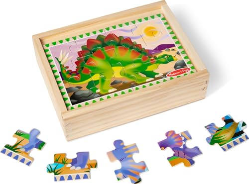 Melissa & Doug 4‑in‑1 Wooden Dinosaur Jigsaw Puzzle Set, 48 Pieces with Storage Box, Toddler Puzzle Toy for Kids Ages 3+ - FSC Certified - style: Dinosaurs