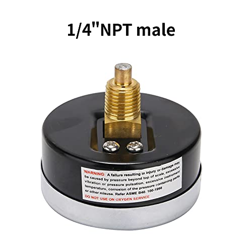 MEASUREMAN Tridicator, Thermo-Manometer Pressure Gauge, 2-1/2", 0-160psi/30-250 deg F, Black Iron Case, 1/4" NPT Back Mount - size: Back Mount-Dry