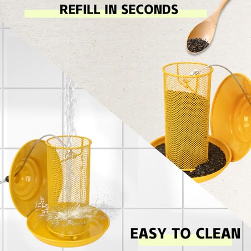 All-Metal Finch Feeder, Squirrel Resistant Nyjer Seed Bird Feeder Yellow | 2.5 lb capacity, powder-coated all-metal mesh resists squirrels and weather while keeping nyjer seed fresh and accessible. - color: Yellow, size: 2.5 LB