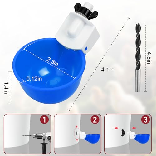 Chicken Waterer Cups, 8 Pack Blue Automatics Chicken Waterer | Professional Poultry Cups Suitable for Chicks, Duck, Turkey and Bunny Various Poultry, Compatible With Various Containers - color: Blue