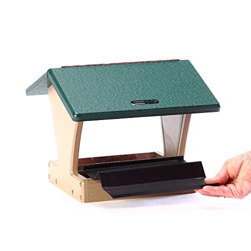 Birds Choice SN200 Two-Sided Hopper Feeder, Recycled Bird Feeder, Medium, Taupe/Green | Recycled Poly Lumber Construction, Easy to Fill and Clean, Weather-Resistant for Year-Round Backyard Feeding - style: Taupe/Green
