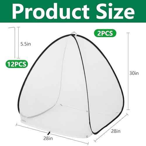 2 Pcs Pop Up Insect Barrier Plant Cover Tent, 30 x 28 x 28 Inch Foldable Garden Plant Protectors Mesh Enclosure, Garden Net Cage Bird Insect Guard Cover for Protecting Plants Fruits Vegetables - color: 30 X 28 X 28 Inch