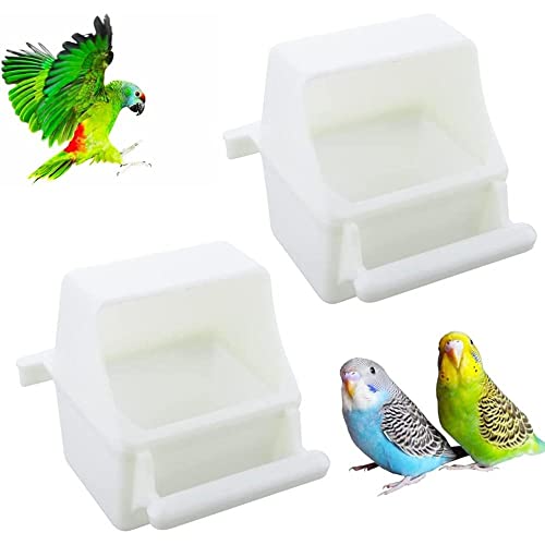 2 Pcs Small Bird Feeder Cup with Removable Lid, Anti-Spill Cage Hanging Food and Water Dispenser Bowl for Parrot Budgie Cockatiel Finch