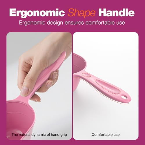 Dog Food Scoop 2 Pack, Pet Cup Capacity Cat Food Scooper With Measuring Lines For Dog, Puppy and Cat Coffee Bean, Flour Scoop Pink - color: Light Pink