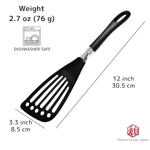 Nylon Spatula Slotted Turner Fish Turner Kitchen Utensils 12" | Seki Japan Right Handed Nylon Spatula Wide Thin - color: Nylon, size: for Right-handed