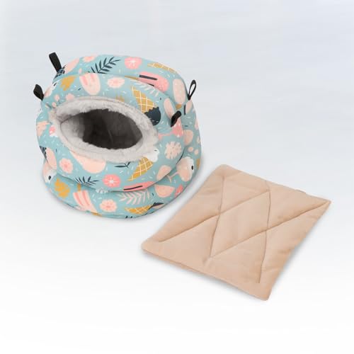 Bird Nest House Winter Warm Bird Bed Hanging Hammock Snuggle Hut for Parakeets Budgies Cockatiels Conures Quaker Parrot (Small, Blue) | Soft fleece warm, plastic support plate anti-collapse, removable washable pad, dual mount, for parakeets/cockatiels/con