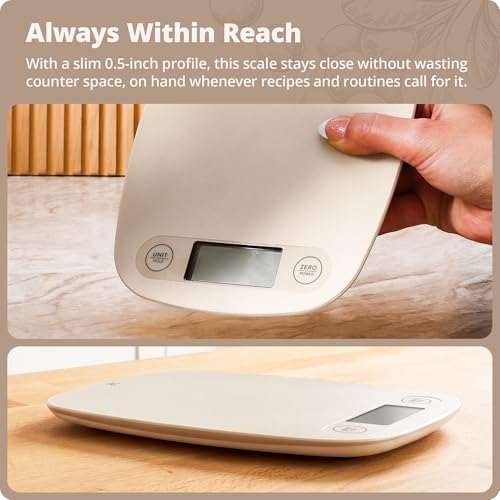 Greater Goods Food Scale, Slim & Compact Build, 1g Precision (Birch White) | Digital Kitchen Scale for Cooking, Meal Prep & Portion Control, Tare, Auto Shut-Off, g/oz/lb/ml Conversion & Calorie Tracking - color: Birch White