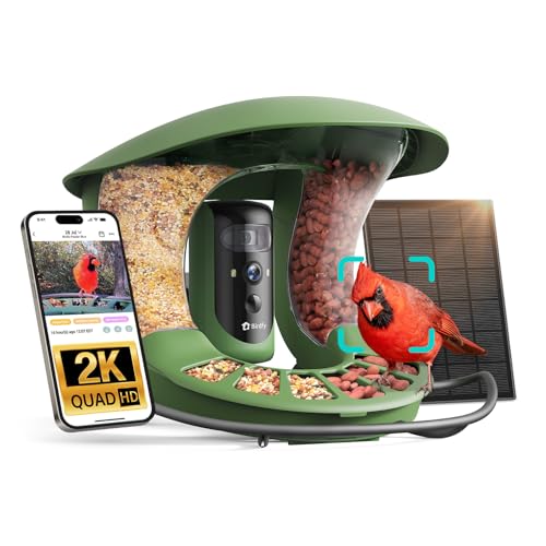 2 Smart Bird Feeder with Camera, AI Identifies Bird Species, Dual-Lens 2K Camera for Live Streaming & Close-Up Photos, Solar-Powered Backyard Birdwatching Gift