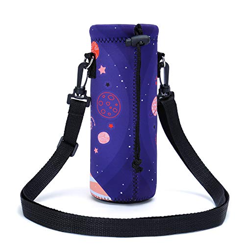 AMARY 500ML Neoprene Water Bottle Carrier Bag with Adjustable Shoulder Strap,Insulated Water Bottle Cover for Stainless Steel/Glass/Plastic Bottles 16.9OZ (Fox) - color: Fox