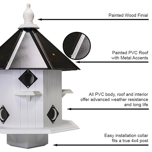 Wing & A Prayer Castle Bird House with Slate Colored Mounting Post