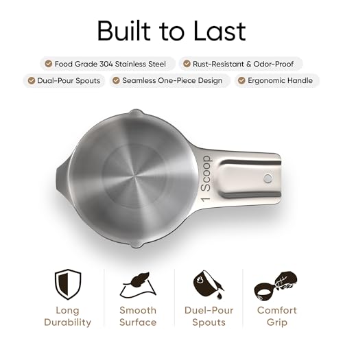 Color Up 1 Cup Pet Food Scoop – Stainless Steel Dog Food Scoop Cup (16 Tbsp) – Heavy-Duty, Rust-Resistant Measuring Scoop for Dogs, Cats, Birds & Rabbits – Ideal for Dry Food & Treats - size: 1 Scoop (1 Cup)