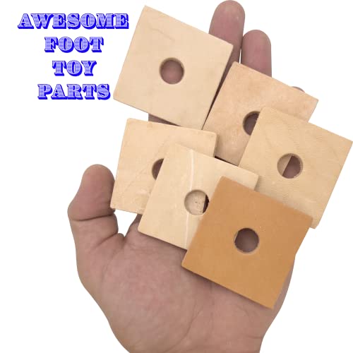 5033 Pk6 Big Punched Leather Squares - Thickly Cut Vegetable Tanned Bird Foot Toys, Pet Safe, Center Punched Hole, Versatile, Great for Small to Med Size Pet Birds