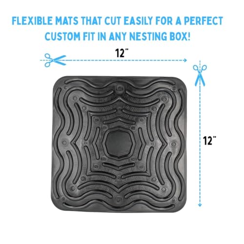 Reusable Silicone Chicken Nesting Box Pads 12x12 in – Washable Coop Liners, Cushioned Anti-Roll Egg Mats, Easy Clean, Cut-to-Fit, Long-Lasting 6-Pack - size: 6 Pack