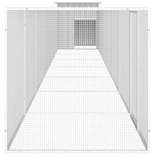 Chicken Coop Galvanized Steel 36x315x39 in Grey Powder-Coated Large Poultry Habitat for Farms & Backyards Expandable Chicken Cage Outdoor Only - color: Grey-A