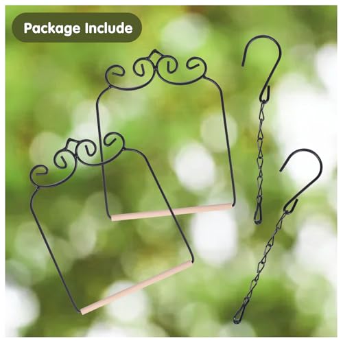 2PK Metal Frame Hummingbird Swings and Perches with Wooden Dowel Black Bird Swing Outdoor Bird Perch Humming Bird Swing (2PK) - style: 2PK